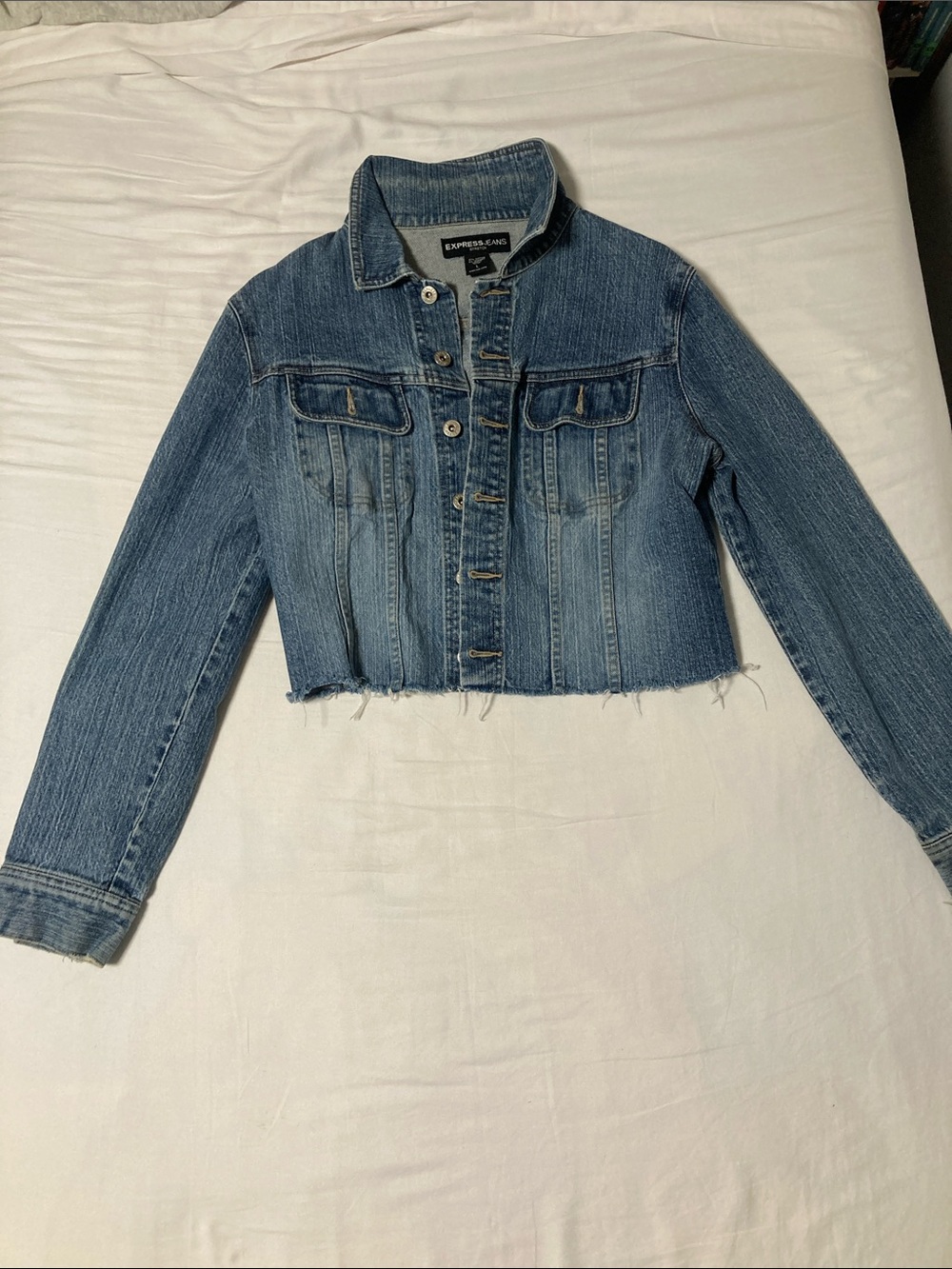 Women's Blue Denim Cropped Jacket